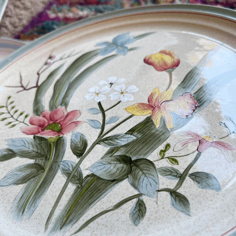 VTG Andrea by Sadek Hand Painted Floral Plate 7817 Cottagecore Botanical 10"